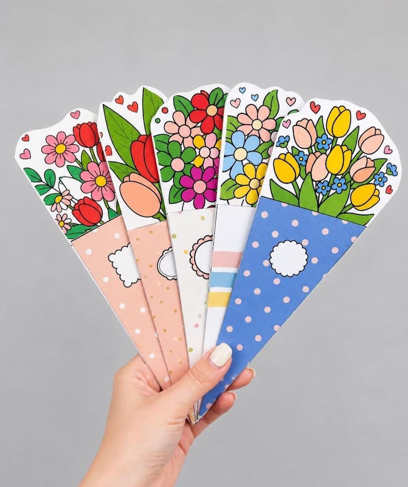 Printable Paper Flower Bouquet Card