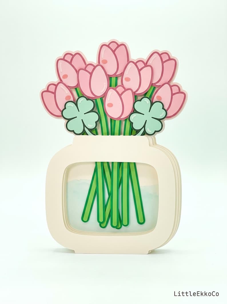 Printable Pop Up Tulip Bouquet Card